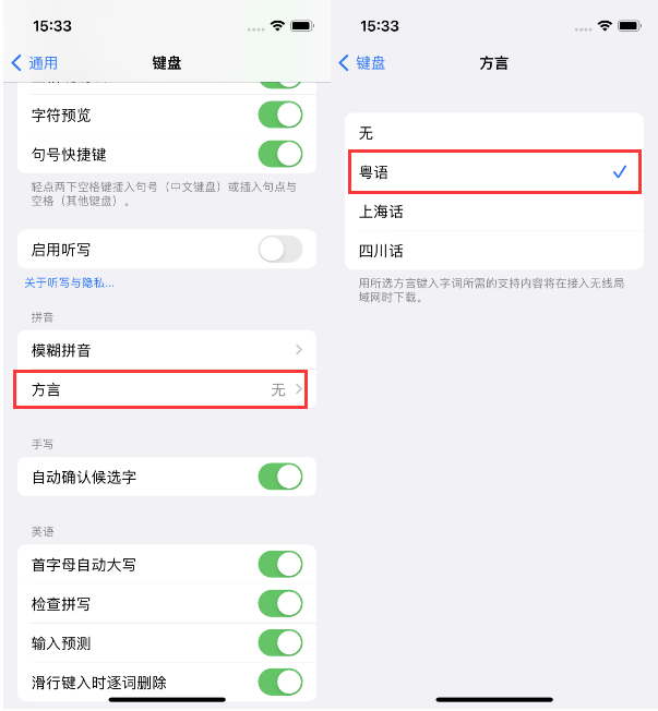 迎江苹果14服务点分享iPhone 14plus设置键盘粤语方言的方法 